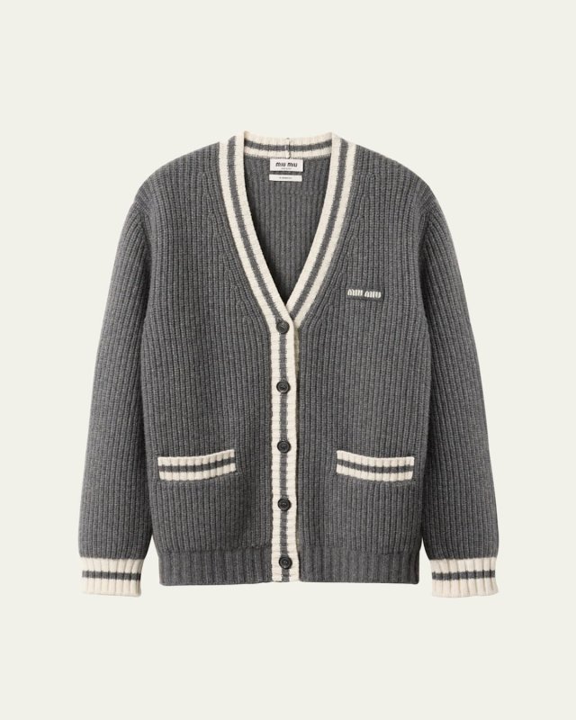 V-Neck Wool-Cashmere Cardigan